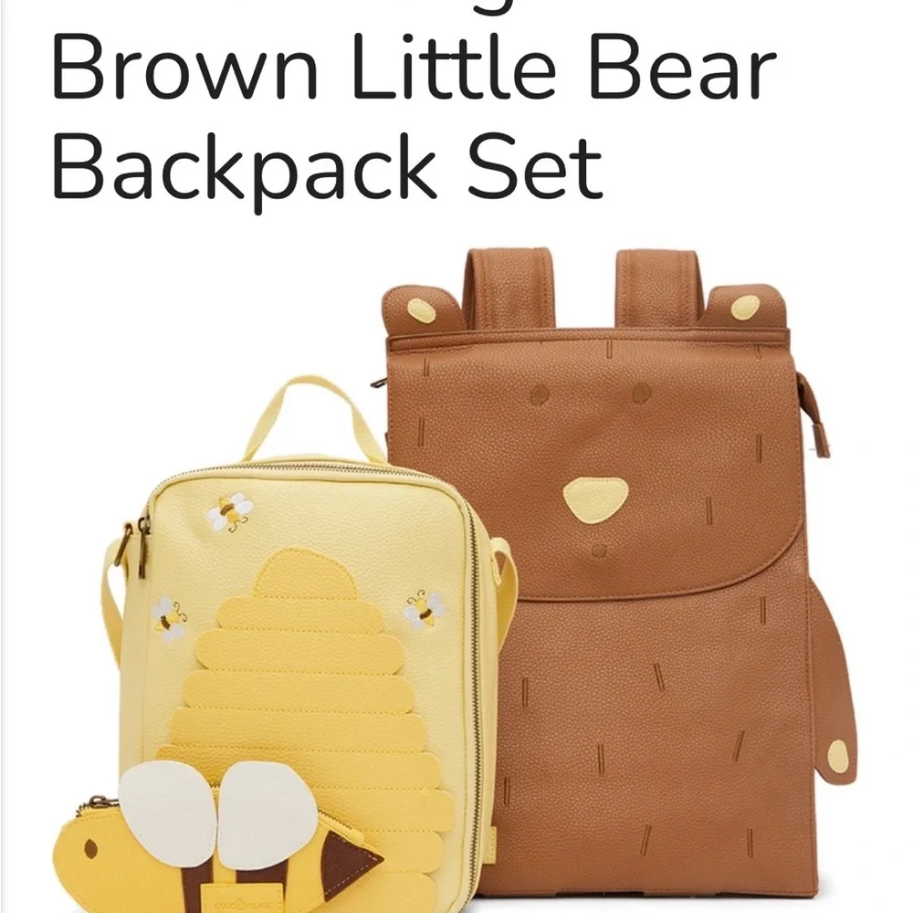 Coco Village vegan leather little bear and bee backpack and lunch bag set